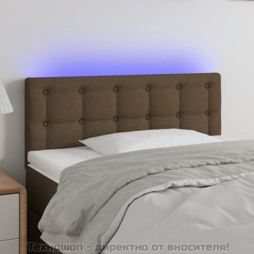 LED горна табла за легло, тъмнокафява, 90x5x78/88 см, плат