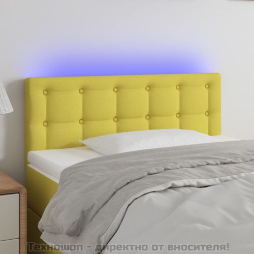 LED горна табла за легло, зелена,90x5x78/88 см, плат