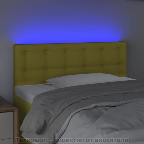 LED горна табла за легло, зелена,90x5x78/88 см, плат
