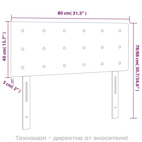 LED Горна табла за легло, черна, 80x5x78/88 см, изкуствена кожа