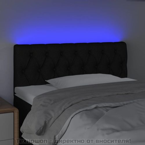 LED горна табла за легло, черна, 90x7x78/88 см, плат
