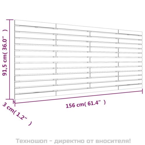 Стенна табла за спалня, 156x3x91,5 см, борово дърво масив