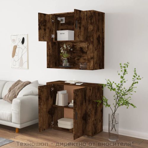 Висок шкаф, опушен дъб, инженерно дърво