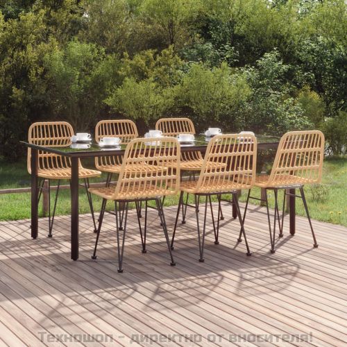 Градински трапезен комплект от 7 части, полиратан
