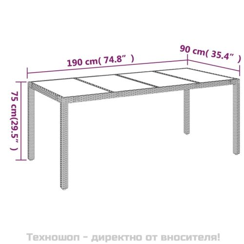 Градински трапезен комплект възглавници 9 части черен полиратан