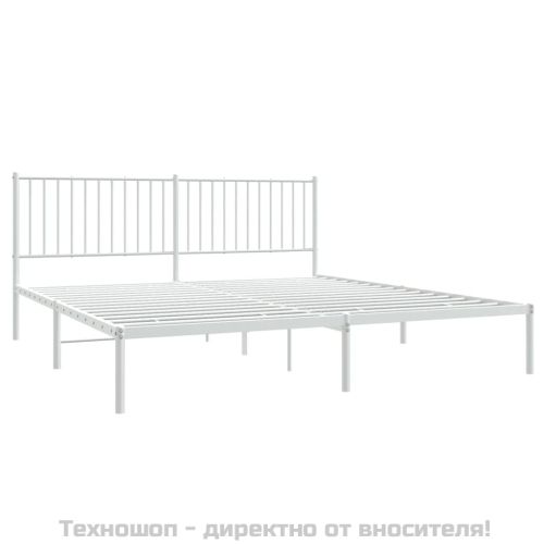 Метална рамка за легло с горна табла, бяла, 180x200 см