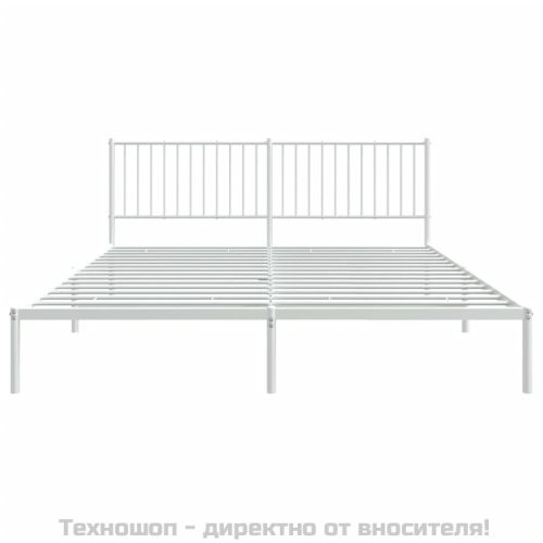 Метална рамка за легло с горна табла, бяла, 180x200 см