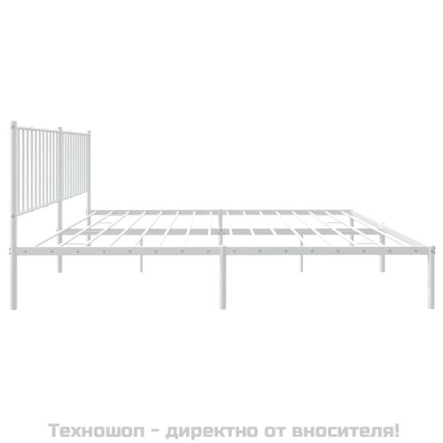 Метална рамка за легло с горна табла, бяла, 180x200 см