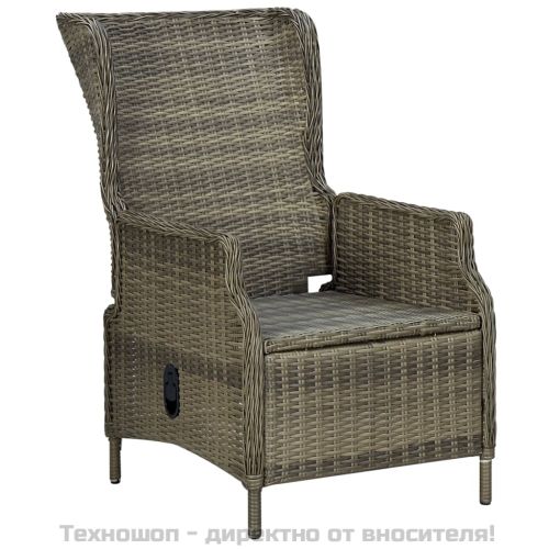 Градински комплект с възглавници, 2 части, кафяв полиратан