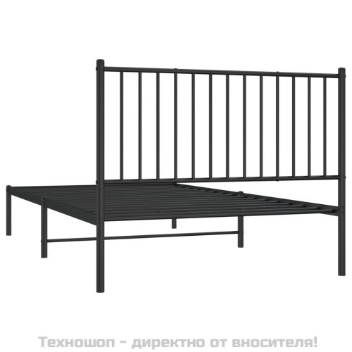Метална рамка за легло с горна табла, черна, 107x203см