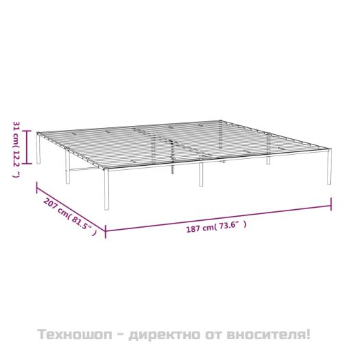 Метална рамка за легло, бяла, 180x200 см