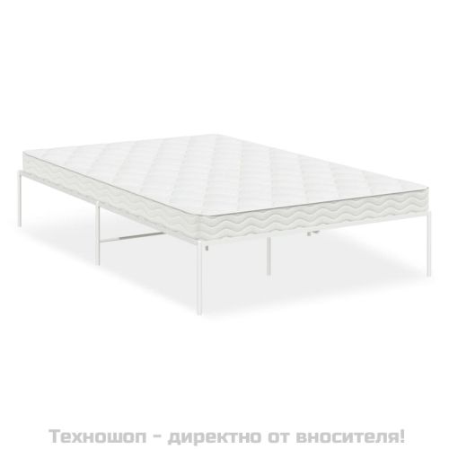Метална рамка за легло, бяла, 135x190 см