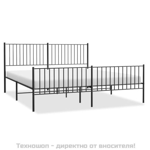 Метална рамка за легло, без матрак, с табли, черна, 180x200 см