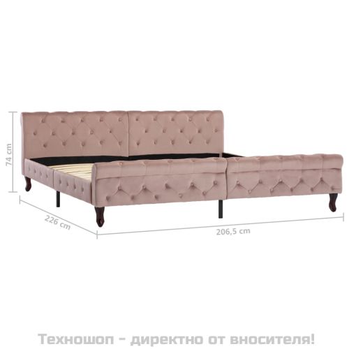Рамка за легло, розова, кадифе, 200x200 см