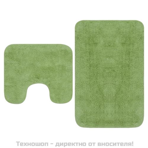 Комплект постелки за баня, 2 бр, текстил, зелени