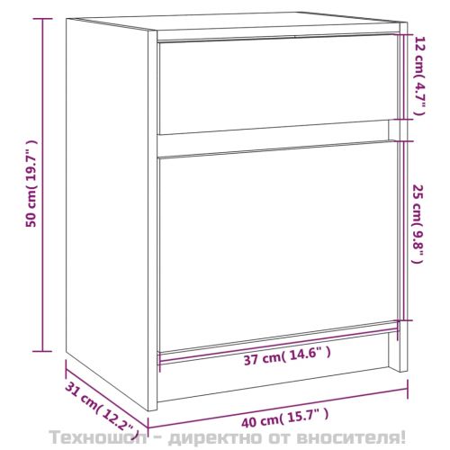 Нощни шкафчета, 2 бр, черни, 40x31x50 см, борово дърво масив