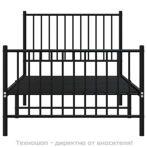 Метална рамка за легло с горна и долна табла, черна, 90x190 см