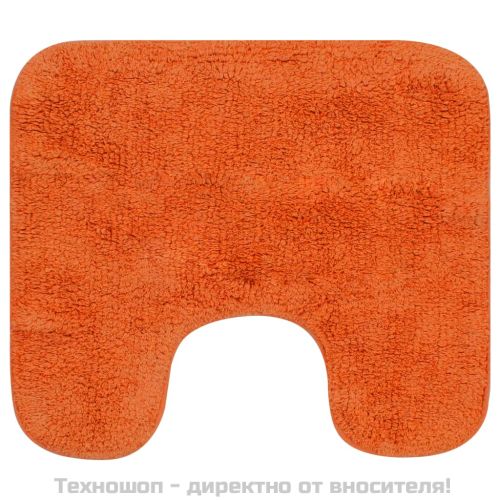 Комплект постелки за баня, 3 бр, текстил, оранжеви
