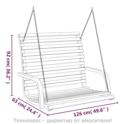 Люлка легло, извито дърво масив с тиков финиш, 126x63x92 см