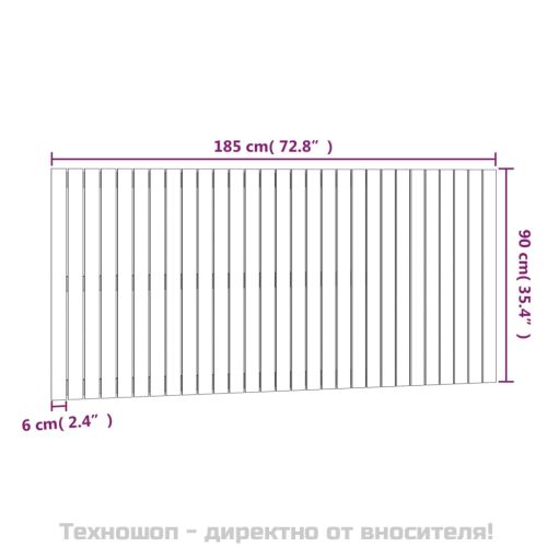 Стенна табла за спалня, 185x3x90 см, борово дърво масив