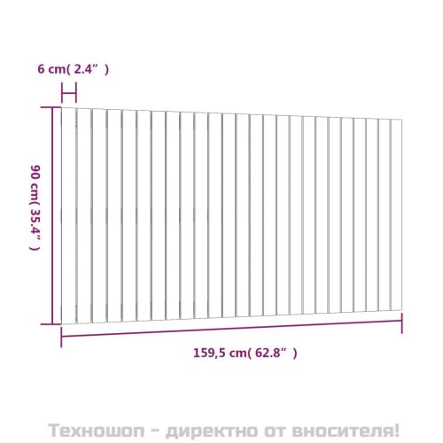 Стенна табла за спалня, 159,5x3x90 см, борово дърво масив