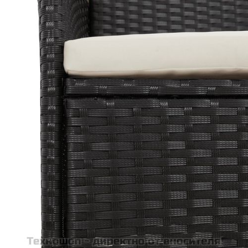 Градински трапезен комплект 7 части възглавници черен полиратан
