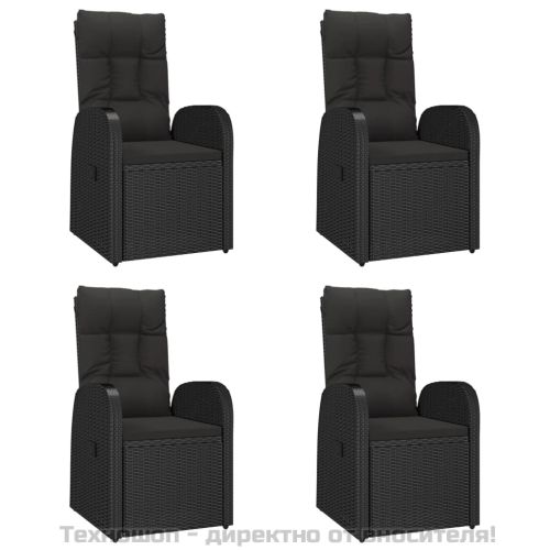 Градински трапезен комплект възглавници 5 части черен полиратан