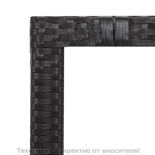 Градински трапезен комплект, 5 части, черен, полиратан и акация