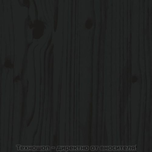 Плантер с рафт, черен, 82,5x34,5x81 см, борово дърво масив