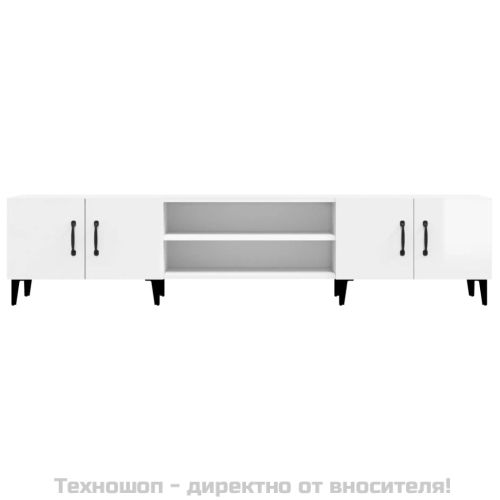 ТВ шкаф, бял гланц, 180x31,5x40 см, инженерно дърво