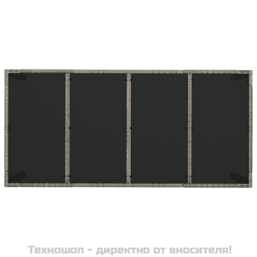 Градински трапезен комплект 7 части с възглавници сив полиратан