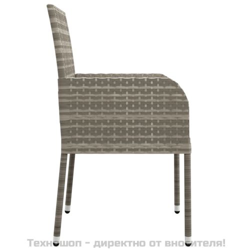 Градински трапезен комплект 9 части с възглавници сив полиратан