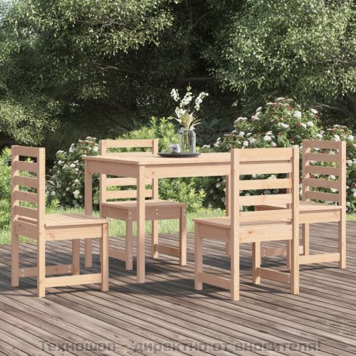 Градински трапезен комплект от 5 части, масивен бор