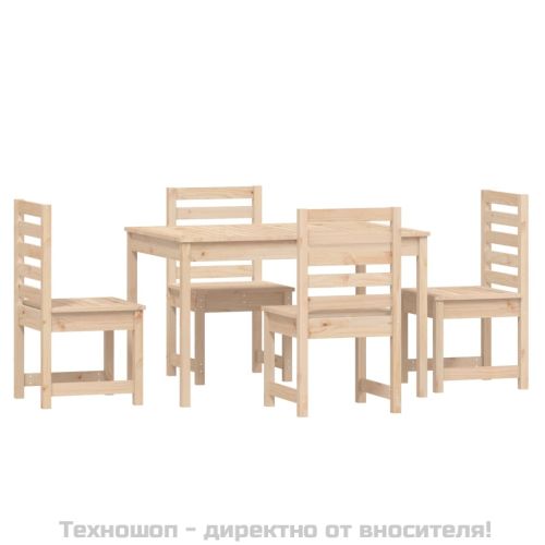 Градински трапезен комплект от 5 части, масивен бор