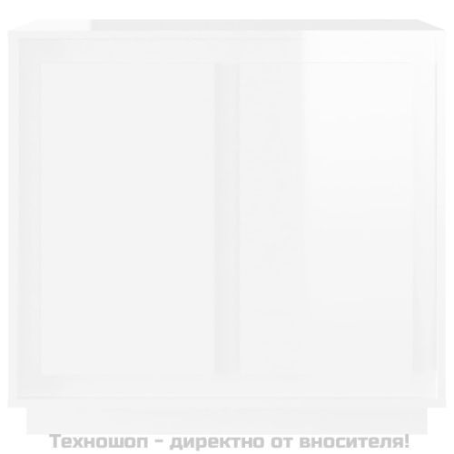 Сайдборд, бял гланц, 80x34x75 см, инженерно дърво
