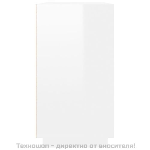 Сайдборд, бял гланц, 80x34x75 см, инженерно дърво