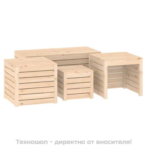 Комплект градински кутии от 4 части, масивно дърво бор