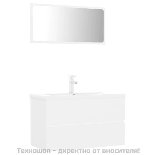 Комплект мебели за баня, бял, ПДЧ