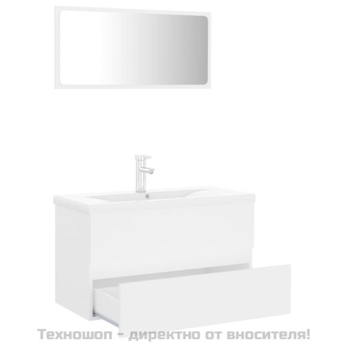 Комплект мебели за баня, бял, ПДЧ