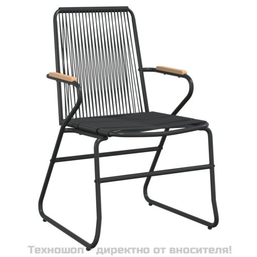 Градински трапезен комплект от 3 части, черно, PVC ратан