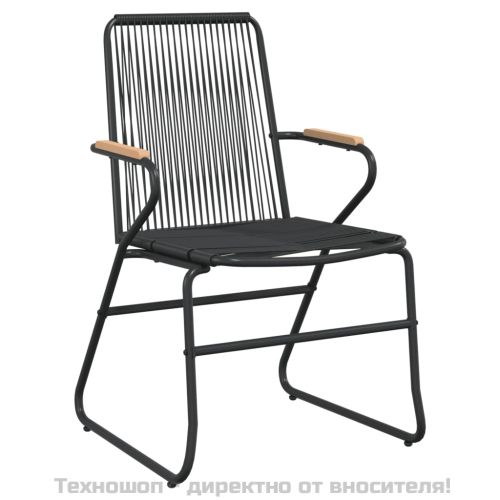 Градински трапезен комплект от 3 части, черно, PVC ратан