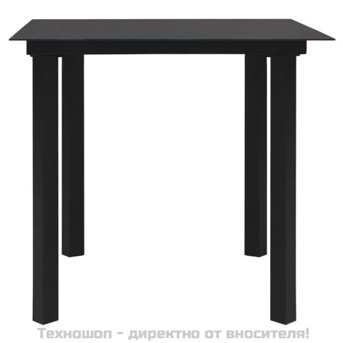 Градински трапезен комплект от 3 части, черно, PVC ратан