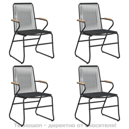 Градински трапезен комплект от 5 части, черeн, PVC ратан