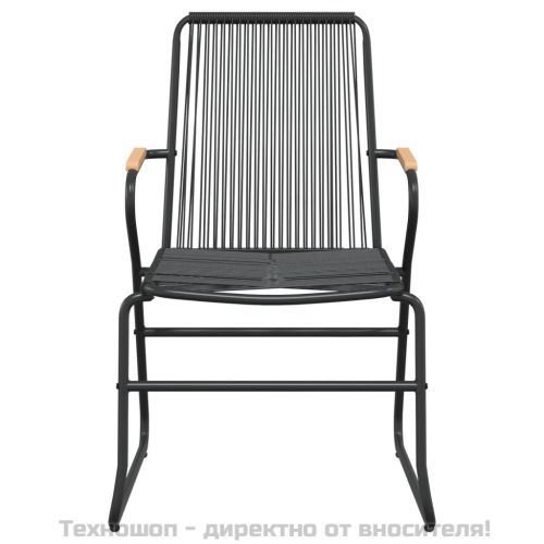 Градински трапезен комплект от 5 части, черeн, PVC ратан