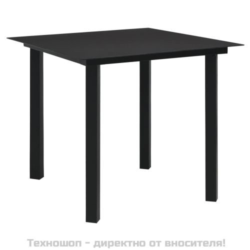 Градински трапезен комплект от 5 части, черeн, PVC ратан