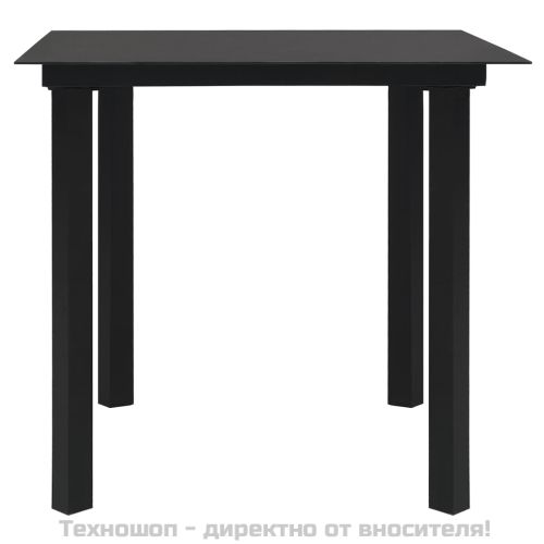 Градински трапезен комплект от 5 части, черeн, PVC ратан