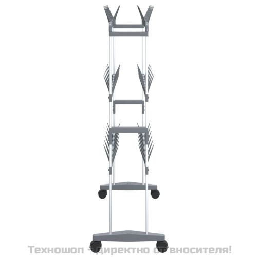 Етажерка за обувки с колелца, сребриста, 66x27x100 см