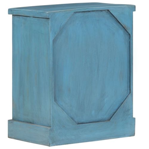 Нощно шкафче, мангово дърво масив, 40х30х50 см, синьо