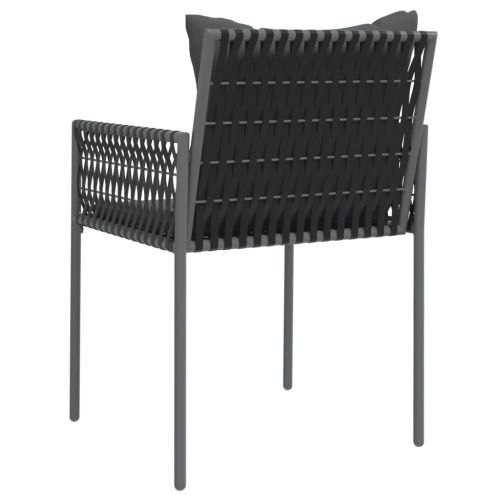 Градински стол с възглавници 2 бр черни 54x61x83 см полиратан
