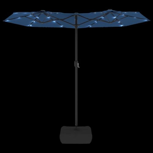 Чадър с двоен покрив и LED светлини, лазурносин, 316x240 см